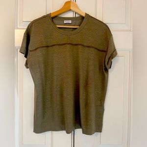 Brunello Cucinelli Green Linen T Shirt with Monili